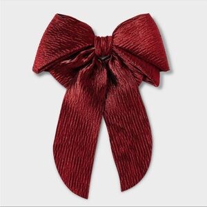 A New Day from Target Red Crinkle Satin Christmas Hair Bow Barrette NEW